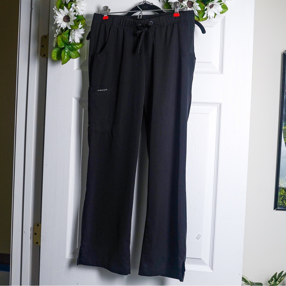 Healing Hands Black Scrub Pants Drawstring Waist Comfy Women’s S